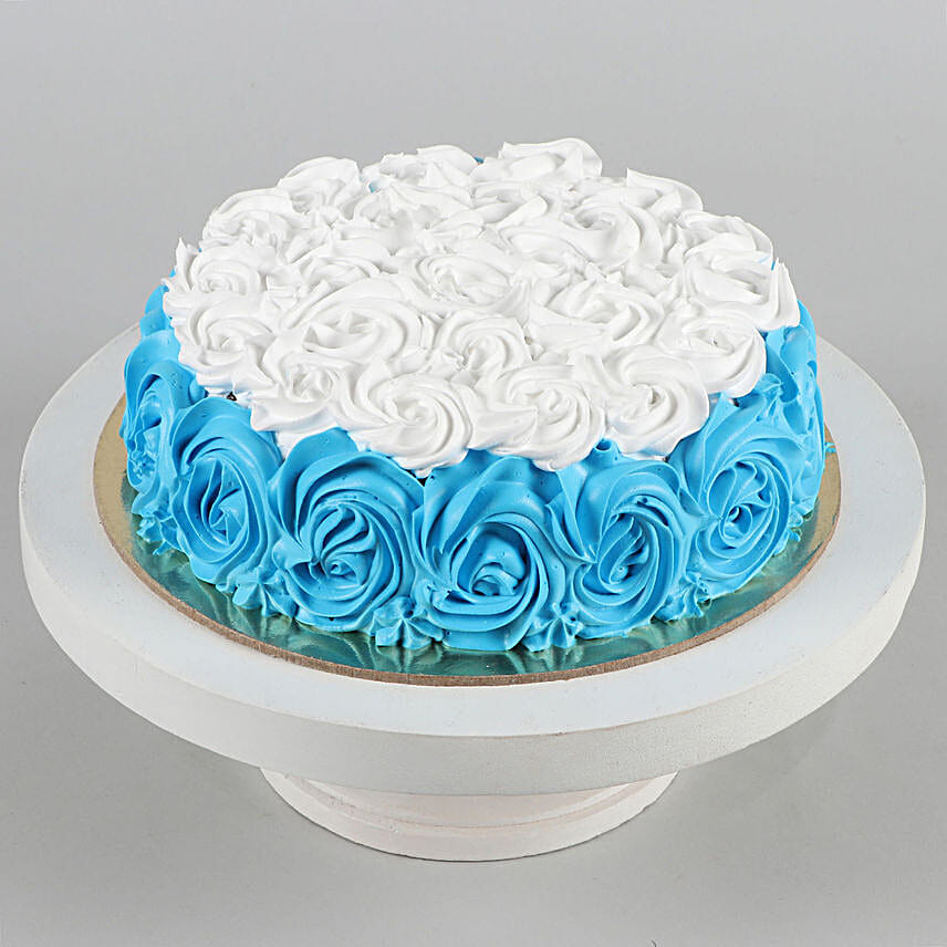 Blue And White Roses Designer Chocolate Cake Half Kg