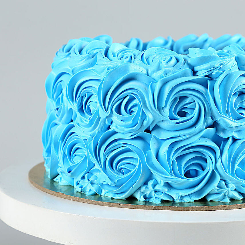Blue Roses Photo Chocolate Cake