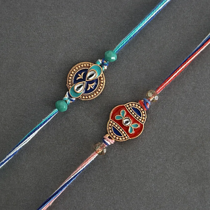 Cultural Charm Ethnic Rakhi Set of 2 N Kesar Kaju Katli Goodness
