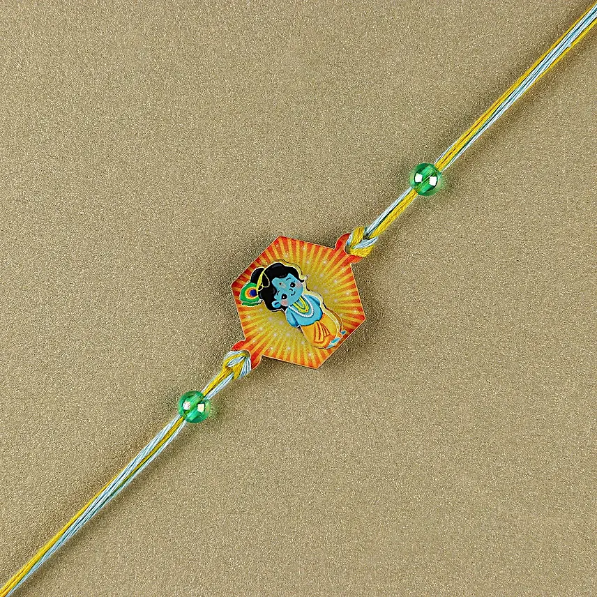 Enchanting Love in 3D Krishna Rakhi N Kaju Katli Delight