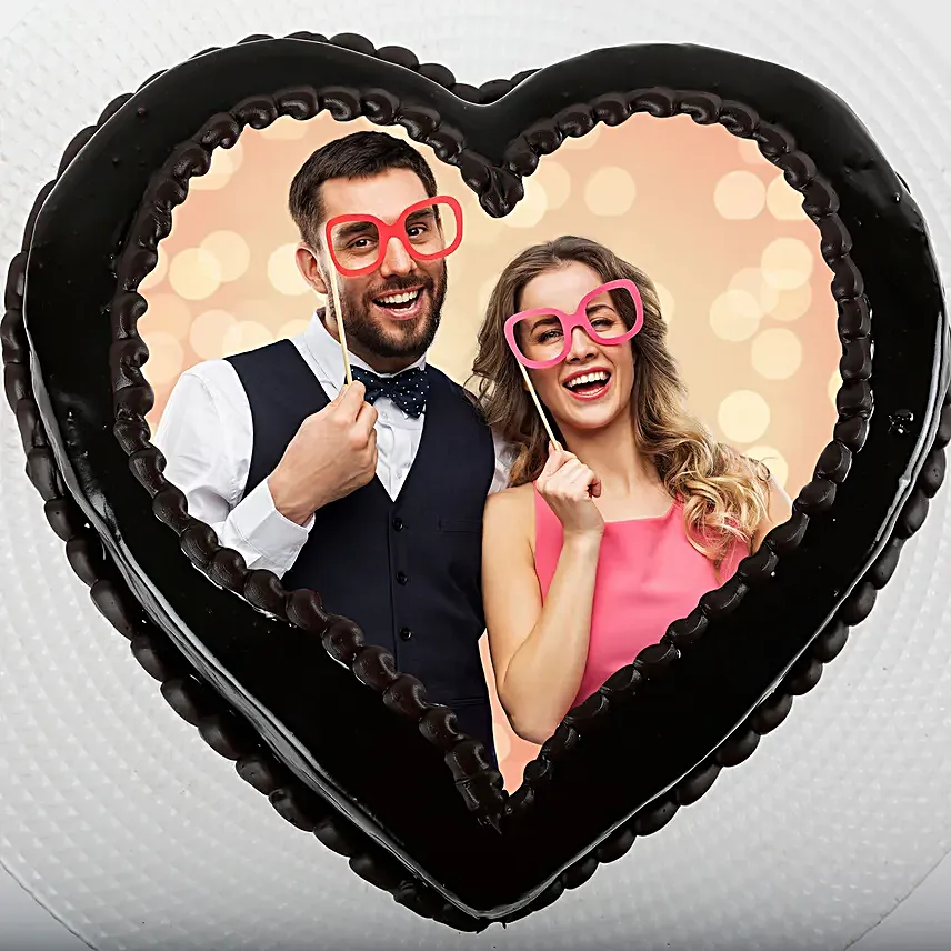Heart Shaped Truffle Photo Cake 0.5Kg
