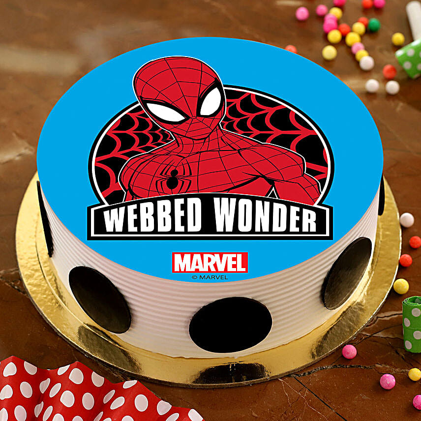 Marvel Spiderman Pineapple Photo Cake 0.5Kg