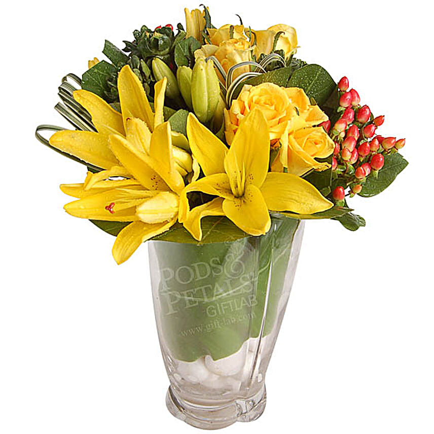 Mixed Flowers Loph Vase