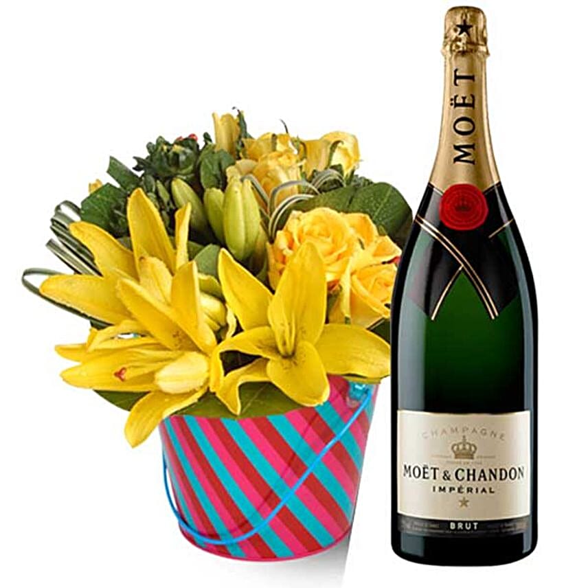 Moet And Chandon Champagne With Flowers