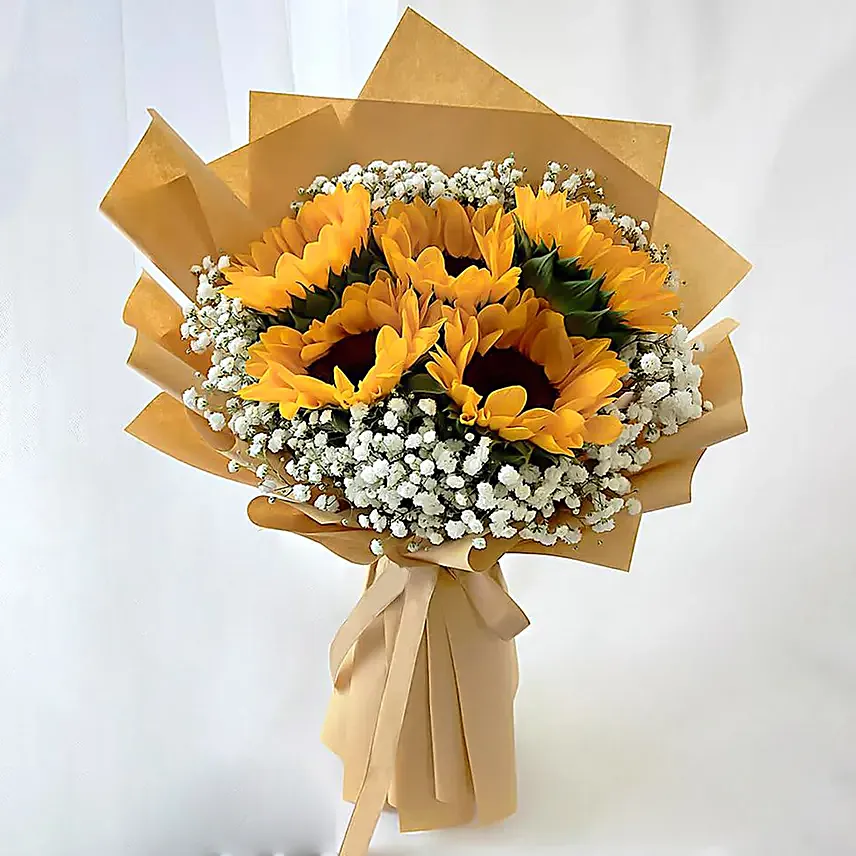 Ravishing Sunflowers Beautifully Tied Bouquet