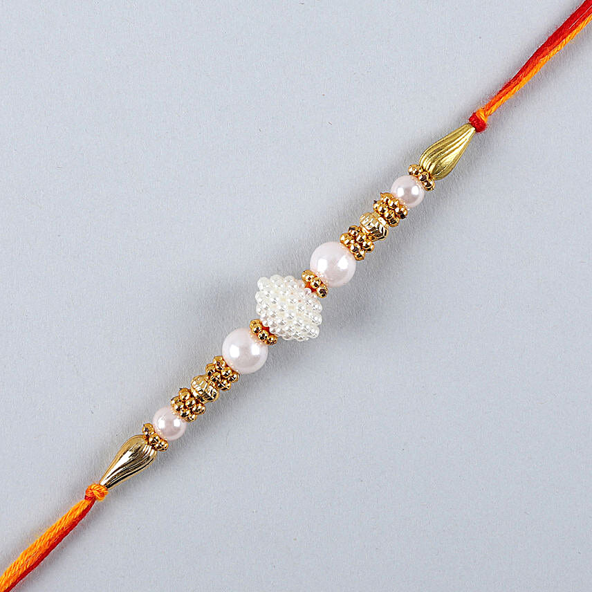Sneh Pearl White Rakhi & Rasmalai