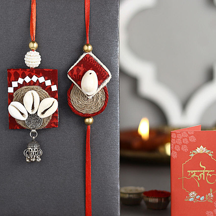 Sustainable Bhaiya Bhabhi Rakhi Set N Lindt Chocolate Combo