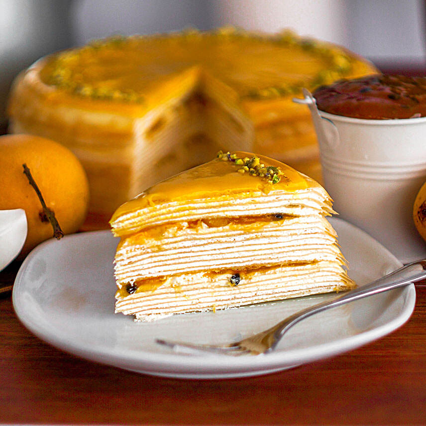 Tempting Mango Passion Crepe Cake