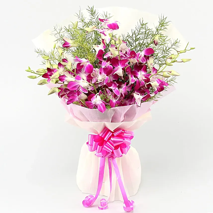 Ten Attractive Purple Orchids Bouquet