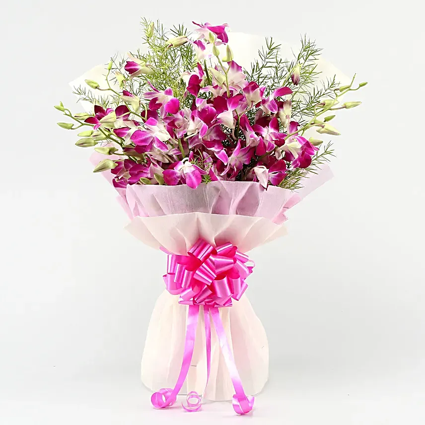 Ten Attractive Purple Orchids Bouquet