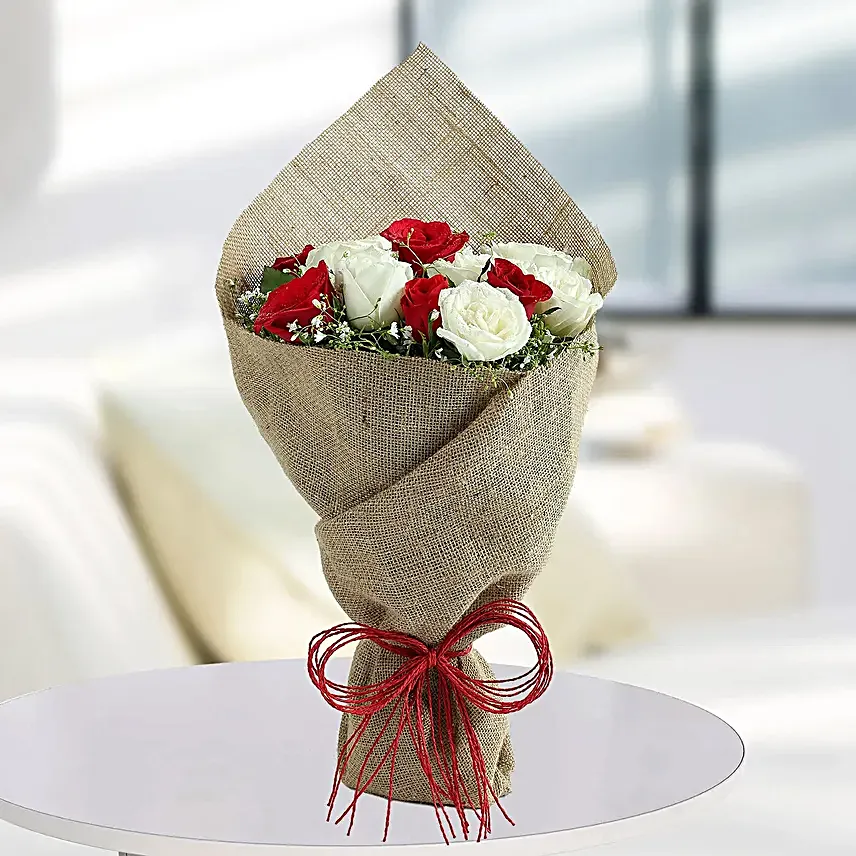 White Roses N Red Roses Bunch