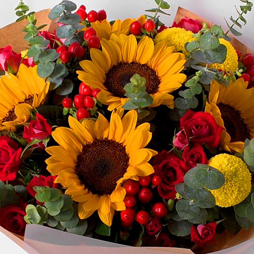 Yellow And Red Floral Energy Bouquet