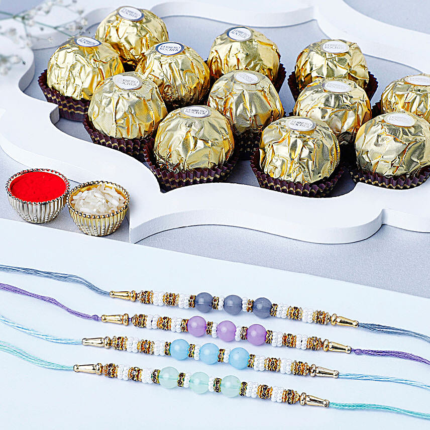 Zen Beadwork Rakhi N Ferrero Chocolate Collection