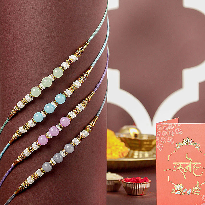 Zen Beadwork Rakhi Set N Dry Fruits Combo