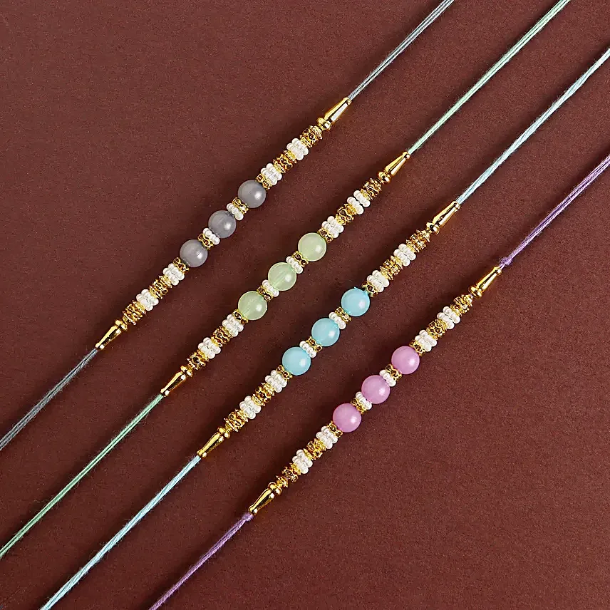 Zen Beadwork Rakhi Set with Channa Barfi Combo