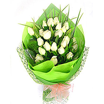 Exotic White Roses Bouquet