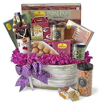 Diwali Cookies And Sweets With Wine Hamper