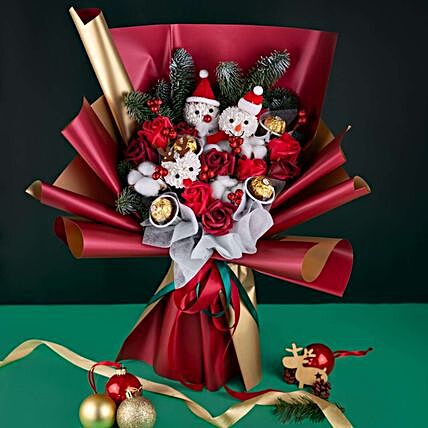 Christmas Special Flowers And Ferrero Rocher Bouquet:Gifts for Her to Malaysia