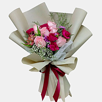 Posy Of Pink Roses:Gifts for Wife to Malaysia
