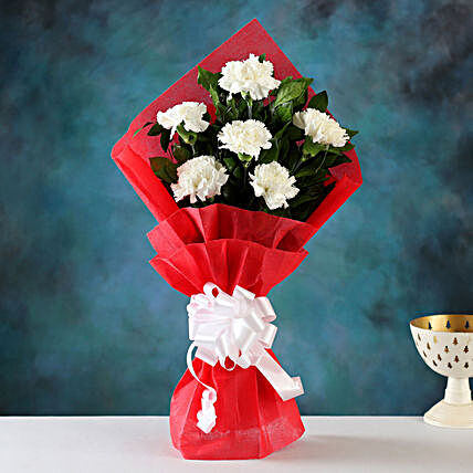 Soothing Charm White Carnations Bunch:Carnations Flowers to Malaysia