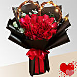 Red Rose With Black Packaging Bunch