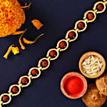 Rudraksha Bracelet Style Rakhi And Gulab Jamun