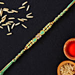 Green Pearl Designer Rakhi With 100 Gms Almonds