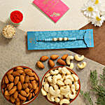 Sea Blue Pearl Rakhi With Almonds And Cashew