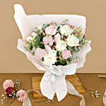 Charming Cream And Pink Roses Bouquet 12 Stalks