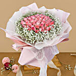 Ravishing Pink Flowers Beautifully Tied Bouquet