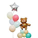 Happy Teddy Garland Balloons Bunch