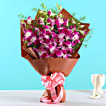 Six Exotic Purple Orchids Bunch