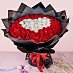 Ravishing White And Red Scented Soap Roses Bouquet