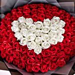 Ravishing White And Red Scented Soap Roses Bouquet