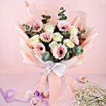 Graceful Gerberas And Roses Bouquet 6 Stems