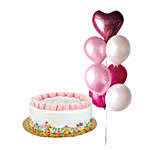 Rainbow Red Velvet Cake With Pink Lara Balloon Bunch