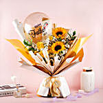 Happy Fathers Day Balloon And Mixed Flowers Bouquet