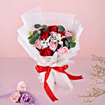 Vibrant Mixed Roses Beautifully Tied Bouquet