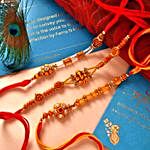 Sneh Ganesha N Wooden Beads Rakhi Set & Delectable Treats