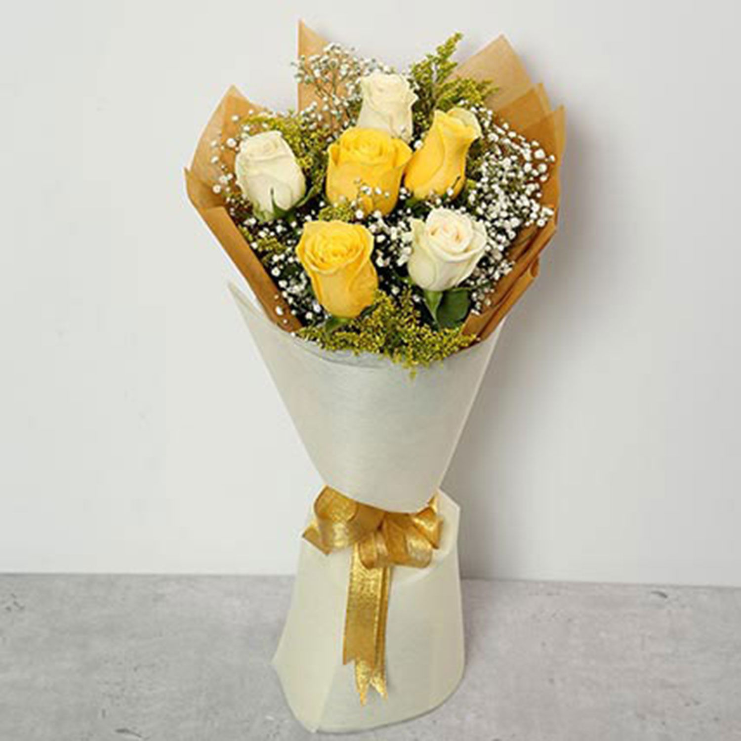 White And Yellow Roses Bouquet malaysia | Gift White And Yellow Roses  Bouquet- Ferns N Petals