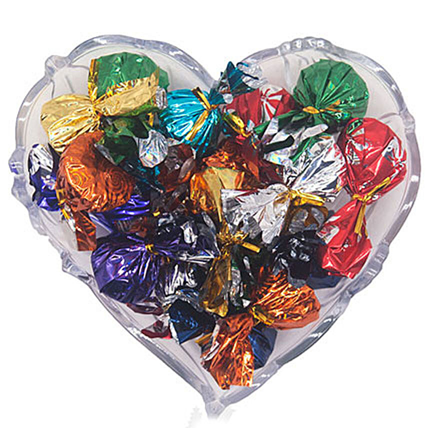 Assorted Chocolate On Heart Plastic Tray