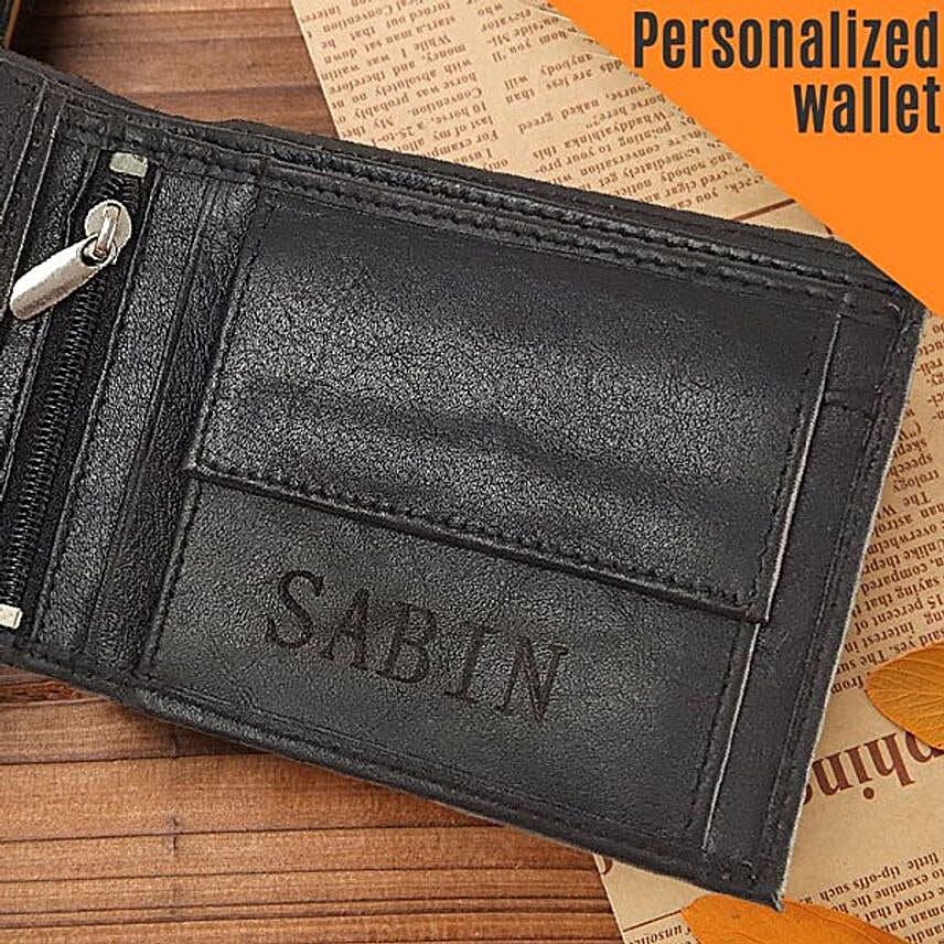 Custom Name Printed Leather Wallet Bi Fold Standard