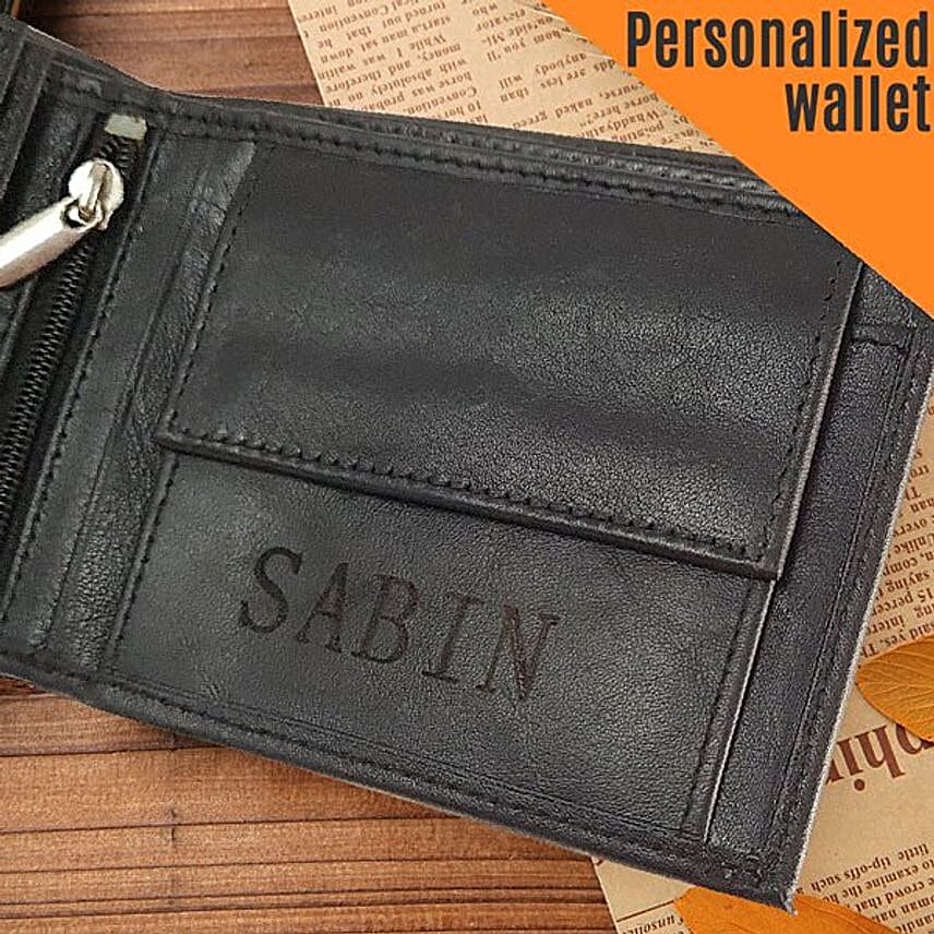 Custom Name Printed Leather Wallet Bi Fold Standard