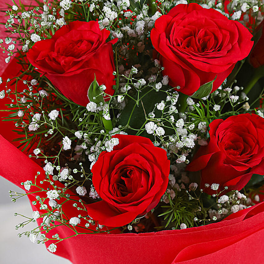 Vivid Love 6 Red Roses Bouquet