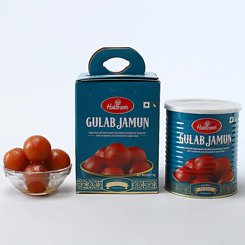 Green Stone Designer Rakhi And Gulab Jamun