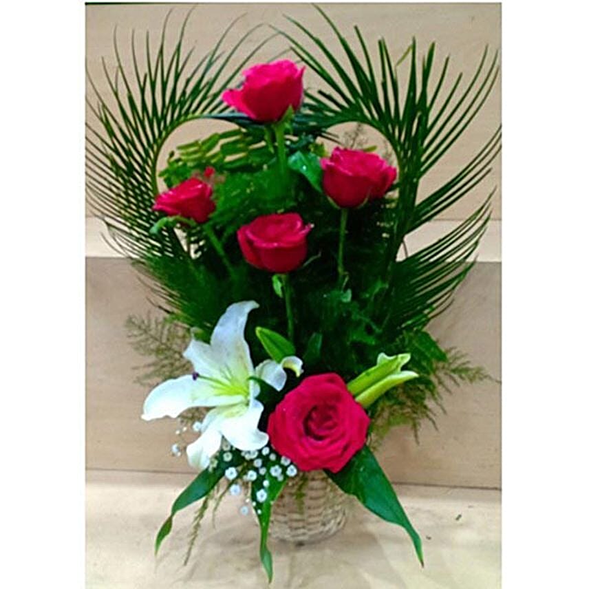 Lily And Rose Decorated In Basket