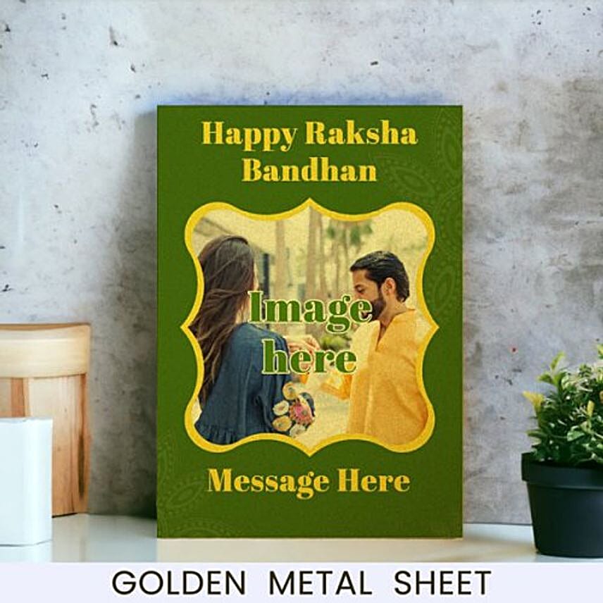 Photo Print Golden Metal Sheet For Rakshya Bandhan