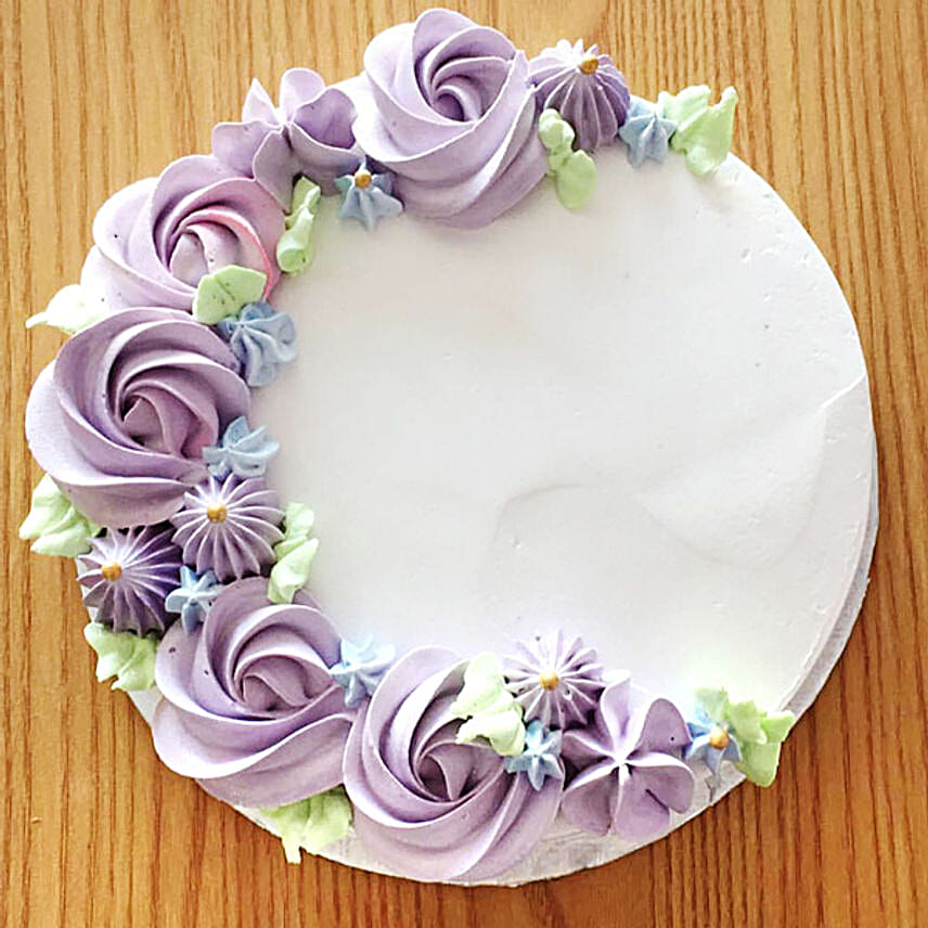 Purple Rose Decorated Black Forest Cake