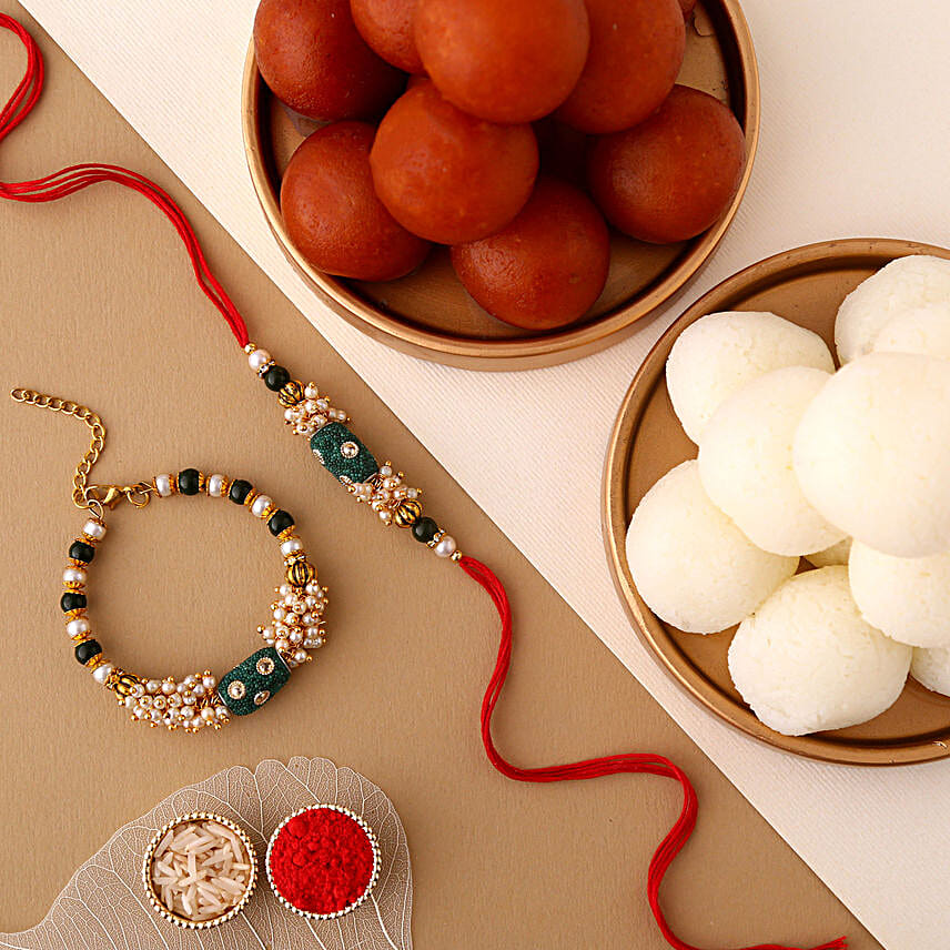 Sneh Attractive Rakhi Set & Sweets Tin