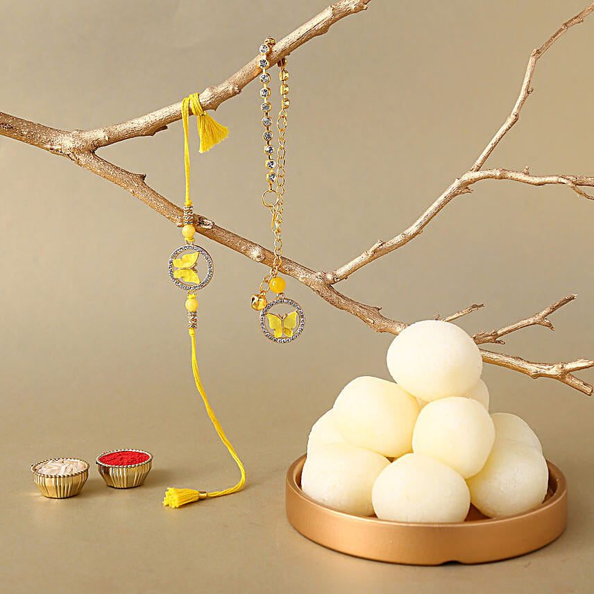 Sneh Butterfly Bhaiya Bhabhi Rakhi & Rasgullas